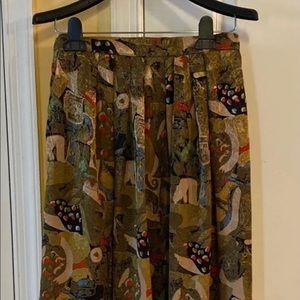 Asian Print Midi Skirt